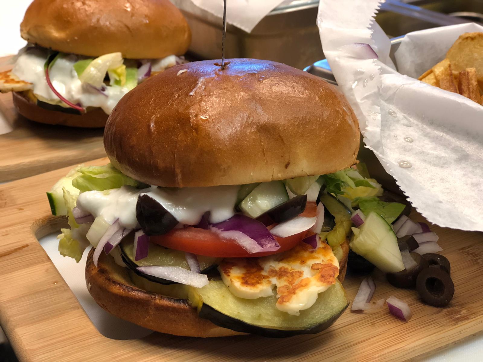 Brioche Bun — Eggplant & Halloumi Cheese Burger